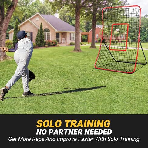 Baseball Rebounder & Pitchback Net, 5 Angle Adjustable Simulate Grounder and Fly Ball Pitch Trainer for Pitch,Throw,Catch, Baseball & Softball Pitching and Fielding Rebound Net for All Skill Players in Saudi Arabia