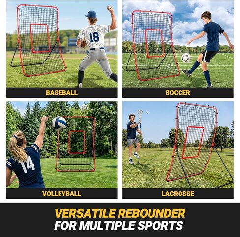 Baseball Rebounder & Pitchback Net, 5 Angle Adjustable Simulate Grounder and Fly Ball Pitch Trainer for Pitch,Throw,Catch, Baseball & Softball Pitching and Fielding Rebound Net for All Skill Players in Saudi Arabia