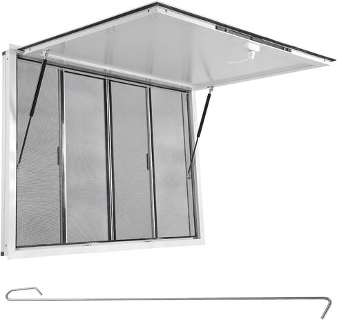 Aluminum Alloy Sliding Service Window 36x36inch for Food Trucks Concession Trailers Serving Window with 4 Sliding Door Awning Door Drag Hook (Glass Not Included) in Saudi Arabia