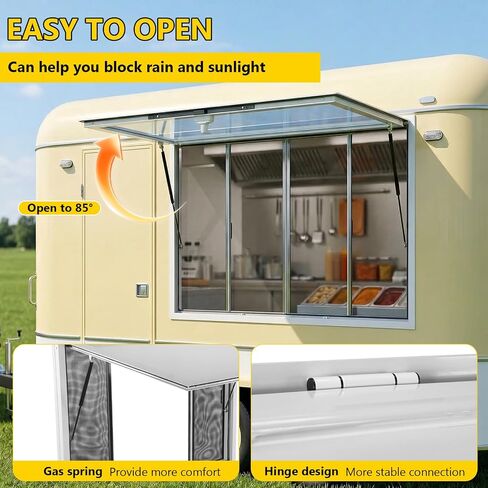 Aluminum Alloy Sliding Service Window 36x36inch for Food Trucks Concession Trailers Serving Window with 4 Sliding Door Awning Door Drag Hook (Glass Not Included) in Saudi Arabia