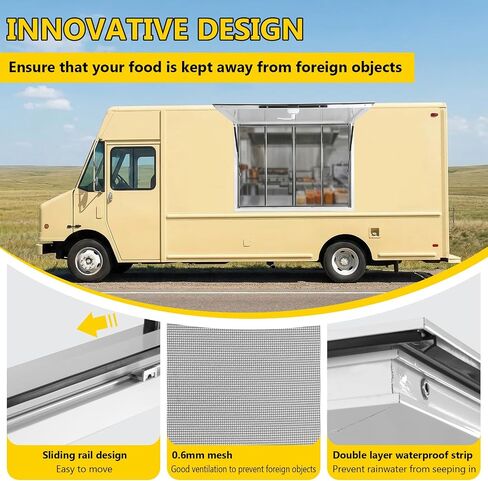 Aluminum Alloy Sliding Service Window 36x36inch for Food Trucks Concession Trailers Serving Window with 4 Sliding Door Awning Door Drag Hook (Glass Not Included) in Saudi Arabia
