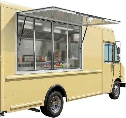 Aluminum Alloy Sliding Service Window 36x36inch for Food Trucks Concession Trailers Serving Window with 4 Sliding Door Awning Door Drag Hook (Glass Not Included) in Saudi Arabia