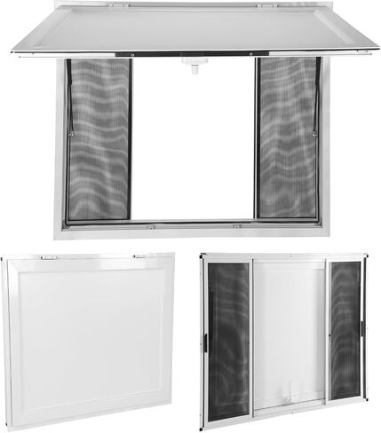 Aluminum Alloy Sliding Service Window 36x36inch for Food Trucks Concession Trailers Serving Window with 4 Sliding Door Awning Door Drag Hook (Glass Not Included) in Saudi Arabia