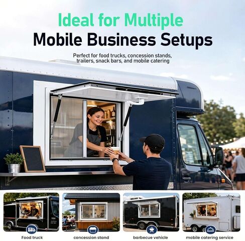Food Truck Service Window, Aluminum Alloy Concession Window Fold Up Pass Through Serving Window with Sliding Screen, Food Truck Accessories for Mobile Catering in Saudi Arabia
