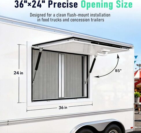 Aluminum Alloy Frame Service Window, 36x24 Concession Window Fold Up Pass Through Serving Window with Lockable Handle for Food Truck Food Trailer in Saudi Arabia