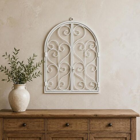 Llazsybz Decorative Window Panel Metal Iron Scroll Wall Art Faux Window Frame Decorative for Restaurant Display Suitable for Home Decoration Living Room Display in Saudi Arabia