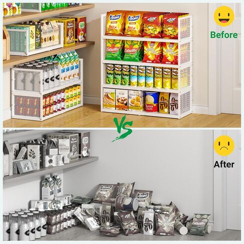 2 Pack Expandable Metal Storage Shelves, Stackable Heavy Duty Metal Shelving Units and Storage, Adjustable Pantry and Kitchen Organizers Shelf, Countertop Cabinet Rack for Can Plate Mug Cups, White in Saudi Arabia
