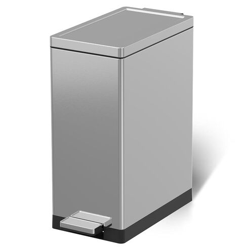SIMPLYKLEEN Bathroom Trash Can with Lid - 2PC 1.3 Gallon/ 5L Oval Small Trash Can with Soft-Close Lid, Foot Pedal, Brushed Stainless Steel, Removable Liner, Garbage can for Kitchen, Office, Home Gold in Saudi Arabia