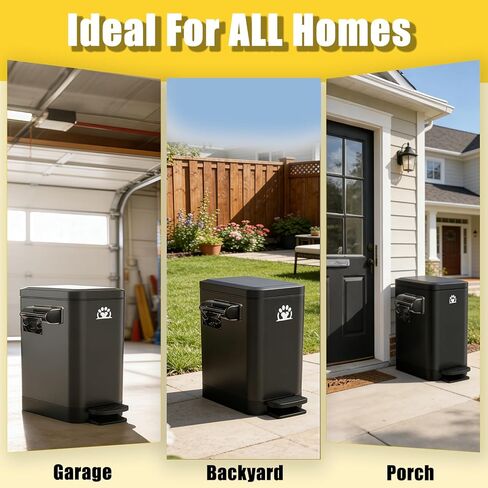 Dog Poop Trash Can Outside,3Gal Metal Outdoor Trash Can,Outdoor Dog Poop Trash Can with Lid for Odor Control,Waterproof Dog Waste Trash Can - Includes Poop Scooper for Dogs & Bin Bag Holder (Black) in Saudi Arabia