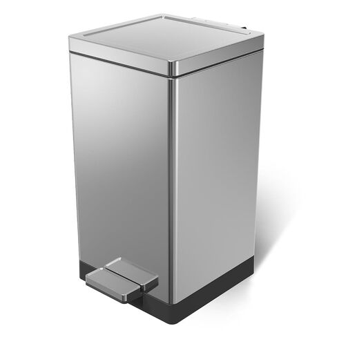 SIMPLYKLEEN Bathroom Trash Can with Lid - 2PC 1.3 Gallon/ 5L Oval Small Trash Can with Soft-Close Lid, Foot Pedal, Brushed Stainless Steel, Removable Liner, Garbage can for Kitchen, Office, Home Gold in Kuwait