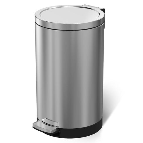 SIMPLYKLEEN Bathroom Trash Can with Lid - 2PC 1.3 Gallon/ 5L Oval Small Trash Can with Soft-Close Lid, Foot Pedal, Brushed Stainless Steel, Removable Liner, Garbage can for Kitchen, Office, Home Gold in Kuwait