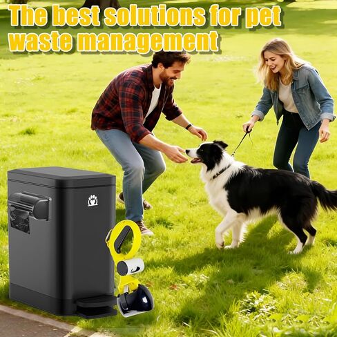Dog Poop Trash Can Outside,3Gal Metal Outdoor Trash Can,Outdoor Dog Poop Trash Can with Lid for Odor Control,Waterproof Dog Waste Trash Can - Includes Poop Scooper for Dogs & Bin Bag Holder (Black) in Saudi Arabia