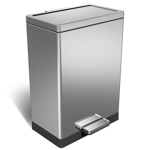 SIMPLYKLEEN Bathroom Trash Can with Lid - 2PC 1.3 Gallon/ 5L Oval Small Trash Can with Soft-Close Lid, Foot Pedal, Brushed Stainless Steel, Removable Liner, Garbage can for Kitchen, Office, Home Gold in Kuwait