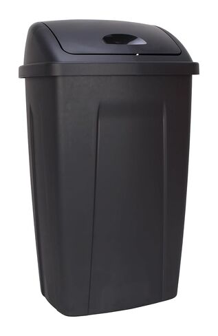 Kitchen Trash Can, 13 Gallon Plastic Garbage Bin with Swing Top Lid, Black - Sturdy, Odor-Sealing, Easy to Clean for Home Kitchen & Family Use in Saudi Arabia