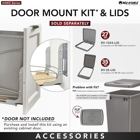 Rev-A-Shelf 27 Qt / 6.75 Gal Steel Bottom Mount Double Pullout Waste Container w/Soft-Close for Base Kitchen Cabinets, Min Opening Width of 11.5", Gray, 54WC-1527SC-17-1 in Saudi Arabia