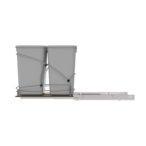 Rev-A-Shelf 27 Qt / 6.75 Gal Steel Bottom Mount Double Pullout Waste Container w/Soft-Close for Base Kitchen Cabinets, Min Opening Width of 11.5", Gray, 54WC-1527SC-17-1 in Saudi Arabia