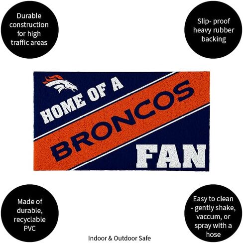 Team Sports America Denver Broncos, Officially Licensed Door Mat 28 x 16 Inches Indoor Outdoor Sports Fan Rug in Saudi Arabia