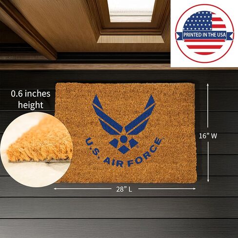 US Air Force Welcome Mat Coir Doormat, 28" x 16" Front Door Mat Outdoor Entrance, No Slip Door Rugs Entryway Indoor in Saudi Arabia
