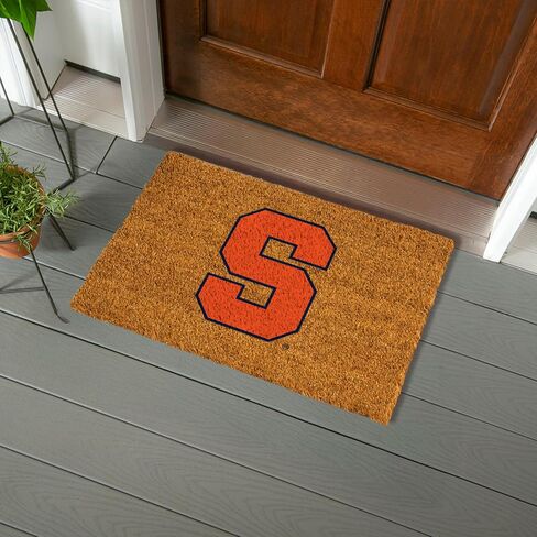 Team Sports America NCAA Syracuse University Natural Coir Doormat | Official Full Color Team Logo | 28 x 16 Inches | Non Slip Back | Front Door Welcome Floor Mats | Indoor Outdoor Entrance Home Décor in Saudi Arabia