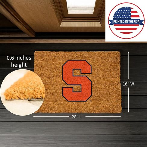 Team Sports America NCAA Syracuse University Natural Coir Doormat | Official Full Color Team Logo | 28 x 16 Inches | Non Slip Back | Front Door Welcome Floor Mats | Indoor Outdoor Entrance Home Décor in Saudi Arabia