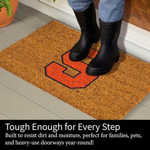 Team Sports America NCAA Syracuse University Natural Coir Doormat | Official Full Color Team Logo | 28 x 16 Inches | Non Slip Back | Front Door Welcome Floor Mats | Indoor Outdoor Entrance Home Décor in Saudi Arabia