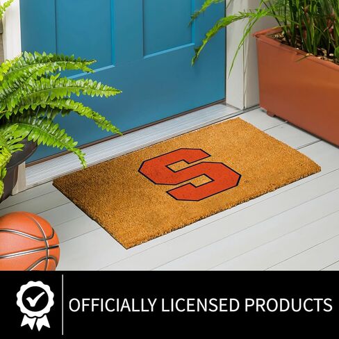 Team Sports America NCAA Syracuse University Natural Coir Doormat | Official Full Color Team Logo | 28 x 16 Inches | Non Slip Back | Front Door Welcome Floor Mats | Indoor Outdoor Entrance Home Décor in Saudi Arabia