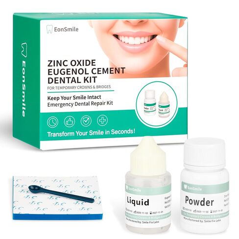 Temporary Tooth Repair Kit & Dental Cement for Crowns and Bridges - Emergency Cavity Filler, Dental Glue for Loose Caps, Zinc Oxide Eugenol, 20g & 15ml in Kuwait