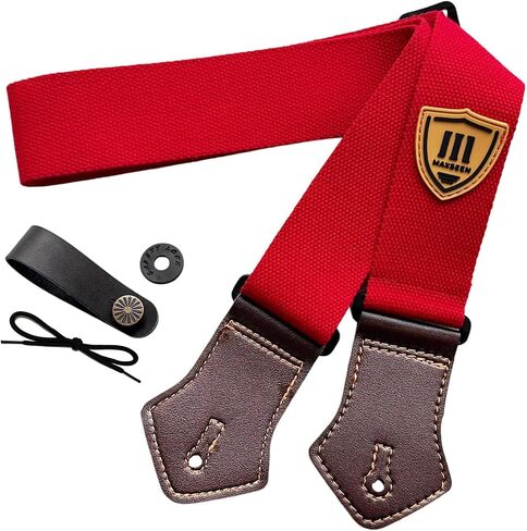 Guitar Strap, Soft Cotton Strap for Acoustic Electric Bass Guitars | with Picks Pocket, Adjustable Range: 36.6" - 61", Ultra Comfort Cotton, with Leather Headstock Button & Strap Safety Block in Kuwait