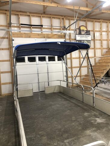 قطعة قماش علوية بديلة من Bimini مع حذاء طويل، أزرق ملكي، بطول 8 بوصات × عرض 8.5 بوصات، 16 أونصة، 4 أقواس، تناسب عرض 97-103 بوصة in Kuwait
