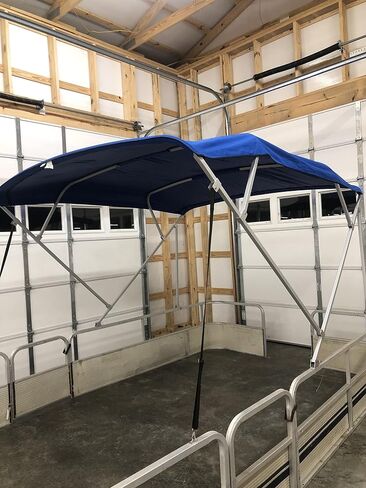 قطعة قماش علوية بديلة من Bimini مع حذاء طويل، أزرق ملكي، بطول 8 بوصات × عرض 8.5 بوصات، 16 أونصة، 4 أقواس، تناسب عرض 97-103 بوصة in Kuwait