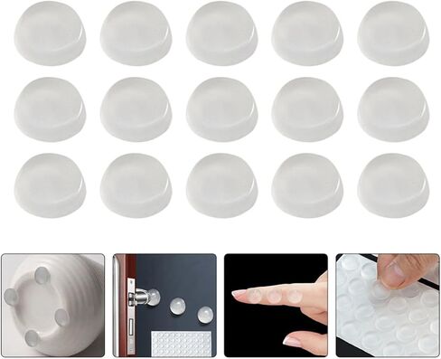 DOITOOL Silicone Cabinet Door Bumpers Light-Colored Pads 64 Pieces Self Adhesive Noise Reduction Dampening Pads for Drawers and Cabinets for Smooth Furniture Surfaces in Kuwait