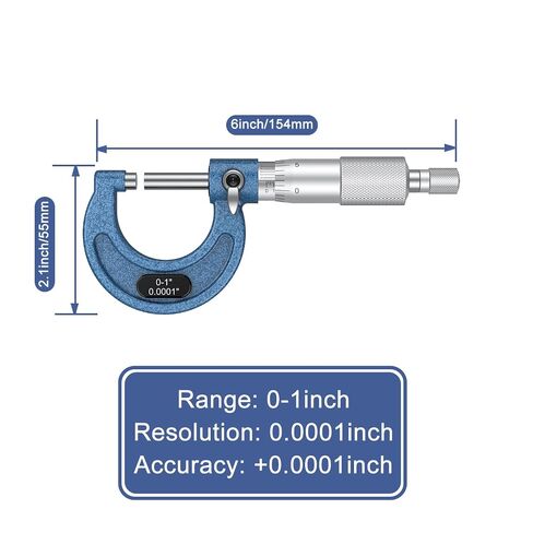 فرجار HDLNKAK Vernier 0.001 بوصة، ميكرومتر خارجي 0.001 بوصة ومسطرة من الفولاذ المقاوم للصدأ، فرجار عالي الدقة 0-6 بوصة/0-150 مم، مجموعة أدوات ميكانيكية ميكرومتر دقيقة من سبيكة 0-1 بوصة. in Kuwait