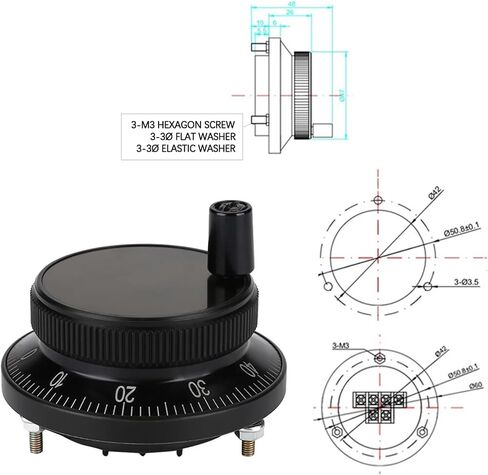 Hand Manual Pulse Generator 5V 60MM Hand Wheel Pulse Encoder Mill Router Manual Control for System Hand Wheel Pulse Encoder(Black) in Kuwait