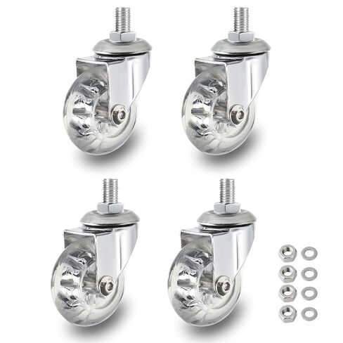 2 inch Stem Caster Wheels, M8×15mm Threaded Stem Castors Wheel, 360 Degree Rotated Crystal Clear Wheel,Soft Polyurethane Furniture Wheels for Carts and DIY Projects in Kuwait