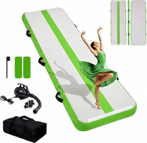 Tuxedo Sailor Inflatable Gymnastics Mat with Electric Pump, Storage Bag, Repair Kit–Air Mat for Home Training, Cheerleading, Yoga in Kuwait