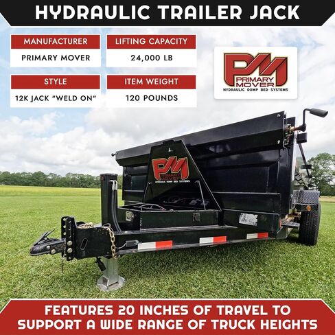 Primary Mover Hydraulic Trailer Jack (24,000 lb) - Power Jack 12K x 2 Double Acting, Lift Trailer Jack Stand & Hydraulic Jack Bracket kit with Hydraulic Power Unit (24k Jack Bolt On) PFJ-2-MB-ADS-K in Kuwait