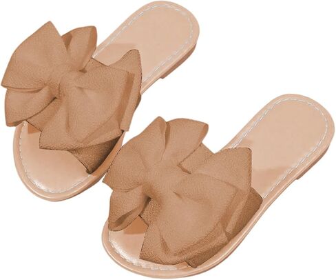 GORGLITTER Girl's Bow Flat Slip on Sandals Round Open Toe Summer Slides Sandal in Saudi Arabia