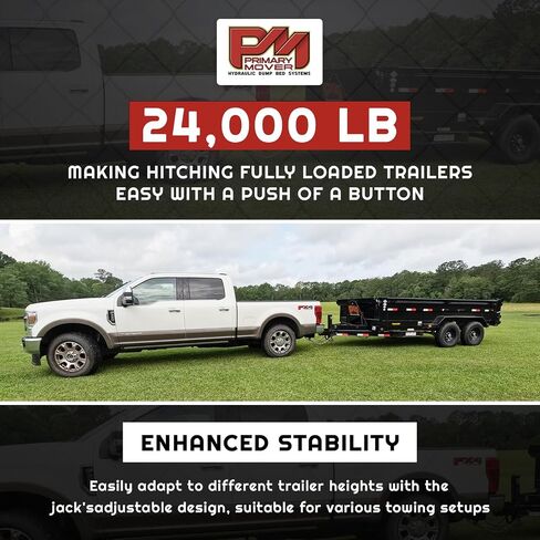 Primary Mover Hydraulic Trailer Jack (24,000 lb) - Power Jack 12K x 2 Double Acting, Lift Trailer Jack Stand & Hydraulic Jack Bracket kit with Hydraulic Power Unit (24k Jack Bolt On) PFJ-2-MB-ADS-K in Kuwait