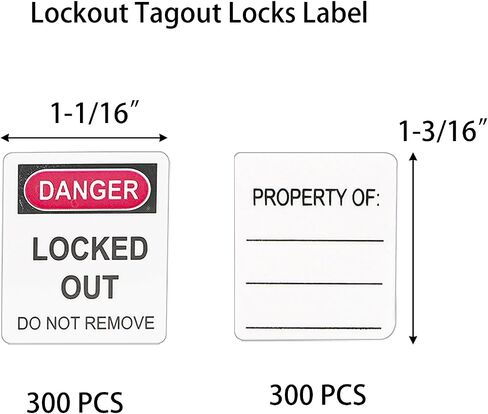 Jucoan 300 مجموعة من علامات القفل، خطر مزدوج الجوانب مغلق، لا تقم بإزالة ملصقات ملصقات Loto Locks 1 × 1-3/16 بوصة، مقاومة للماء، ومقاومة للتمزق in Kuwait