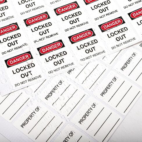 Jucoan 300 مجموعة من علامات القفل، خطر مزدوج الجوانب مغلق، لا تقم بإزالة ملصقات ملصقات Loto Locks 1 × 1-3/16 بوصة، مقاومة للماء، ومقاومة للتمزق in Kuwait