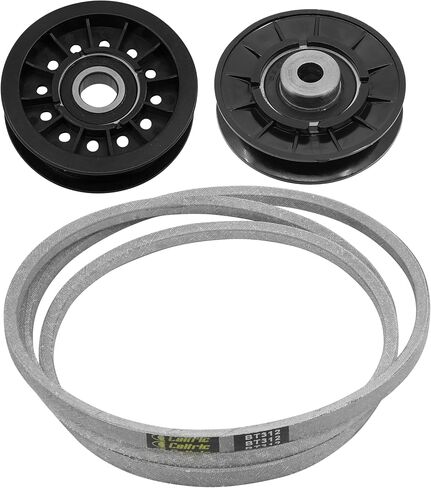 Caltric AM115460 AM128646 Idler Pulley with Drive Belt Compatible with John Deere LX255 LX266 LX277 LX279 LX288 in Kuwait