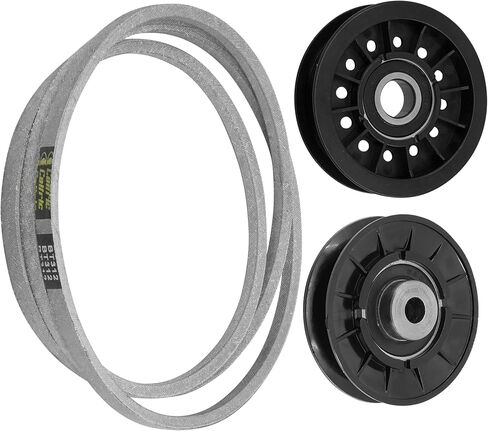 Caltric AM115460 AM128646 Idler Pulley with Drive Belt Compatible with John Deere LX255 LX266 LX277 LX279 LX288 in Kuwait