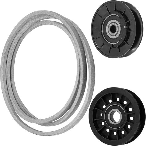 Caltric AM115460 AM128646 Idler Pulley with Drive Belt Compatible with John Deere LX255 LX266 LX277 LX279 LX288 in Kuwait