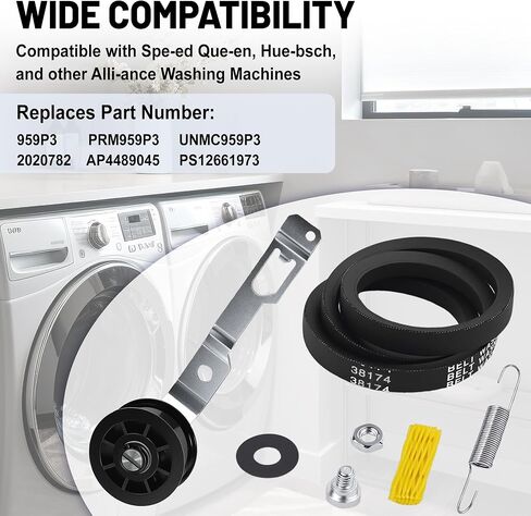 959P3 Washer Idler Pulley Kit Idler Lever and Belt Kit Compatible with Sp-eed Qu-een Replaces PRM959P3 UNMC959P3 2020782 AP4489045 PS12661973 in Kuwait