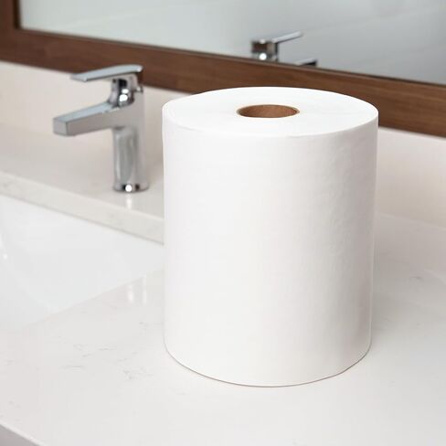 Sierra Hygiene 1-Ply White Roll Towels, 8" x 800’, Hardwound Universal Paper Towel Rolls for Commercial Restrooms, Restaurants, Schools & Offices, Case of 6 Rolls, Made in USA in Kuwait