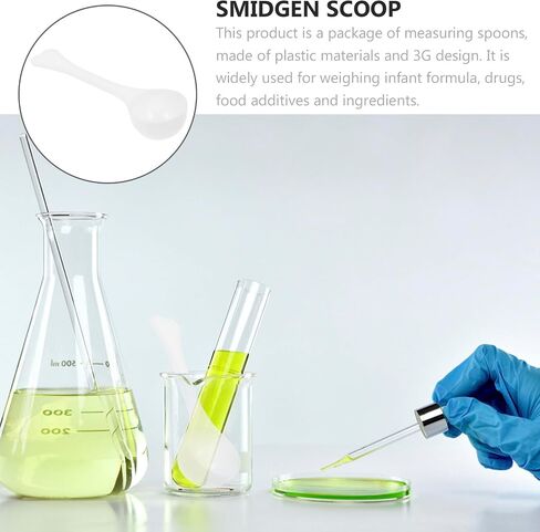 100pcs White Plastic Mini Measuring Spoons for Labs and Schools, Practical Small Scoops 3g Capacity, Light Weight Powder Scoops for Precise Measurement in Kuwait