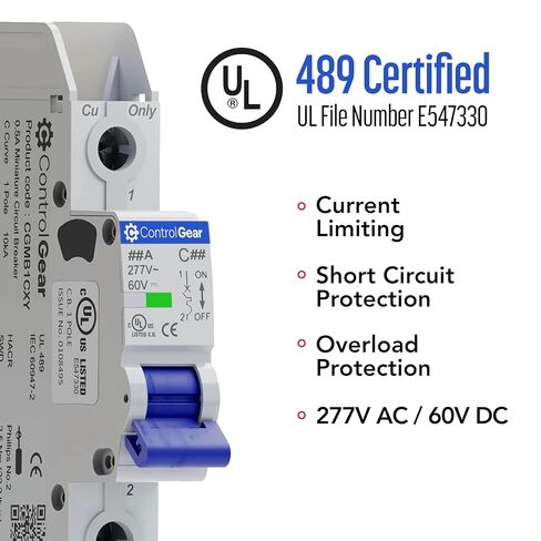 قاطع الدائرة المصغرة UL489، منحنى 25A C، 277VAC، 60VDC، 10kAIC DIN، حماية دائرة فرع MCB غير المستقطبة، جهاز التحكم CGMB1C25 (1 Pole C Trip 25 Amp) in Kuwait