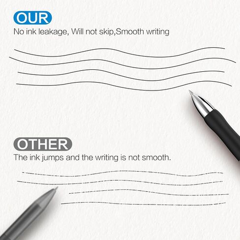 Gel Ink Ballpoint Pen 0.5mm 12 pen holders 24 Refills, Black Ink pen, Refillable, Quick-drying ink, suitable for students to do homework, writing, meeting notes, markings, Manual assembly required. in Saudi Arabia