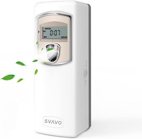 موزع عطور LCD أوتوماتيكي من SVAVO - موزع على الحائط/موزع معطر هواء تلقائي ABS قابل للبرمجة للحمام، الفندق، المكتب، المكان التجاري، أبيض in Kuwait