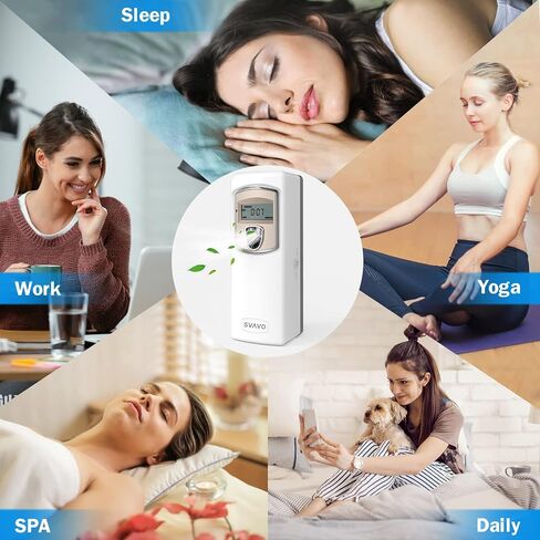 موزع عطور LCD أوتوماتيكي من SVAVO - موزع على الحائط/موزع معطر هواء تلقائي ABS قابل للبرمجة للحمام، الفندق، المكتب، المكان التجاري، أبيض in Kuwait